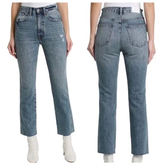 Pistola Revolve High-Waisted Straight-Leg Distressed Jeans, Size 25 - Picture 10 of 10